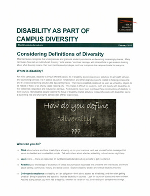 Disability as Part of Campus Diversity