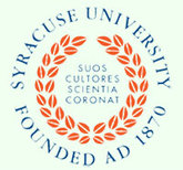 Logo. Orange laurel leaves in a circle. Syracuse University Founded AD 1870