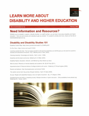 Learn More about Disability and Higher Education